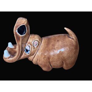 Hippo Figurine With Goofy Expression vintage 1979‎ ceramic